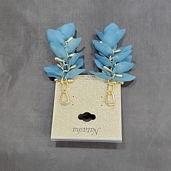 BRAND NEW NATASHA STATEMENT COLORED PETAL DROP EARRINGS - Picture 9 of 13